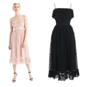 J Crew Black Ruffly Tulle Dress